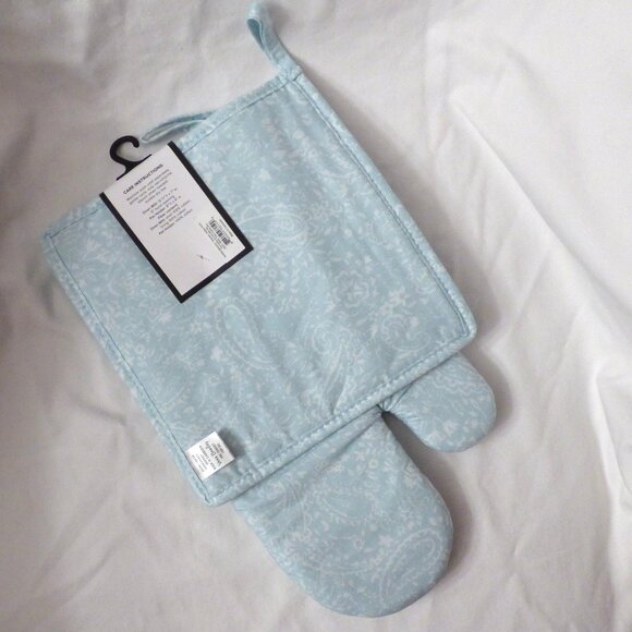 Vera Bradley Pot Holder and Oven Mitt Set Eden Paisley Mint NWT - Picture 2 of 6